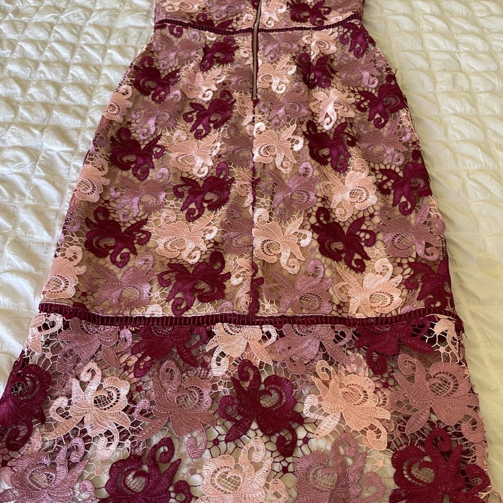Lulu's Burgundy and Pink Lace Dress - Picture 6 of 11